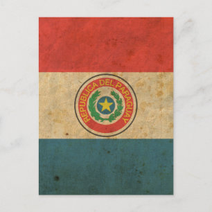 Postal Bandera de Paraguay vintage