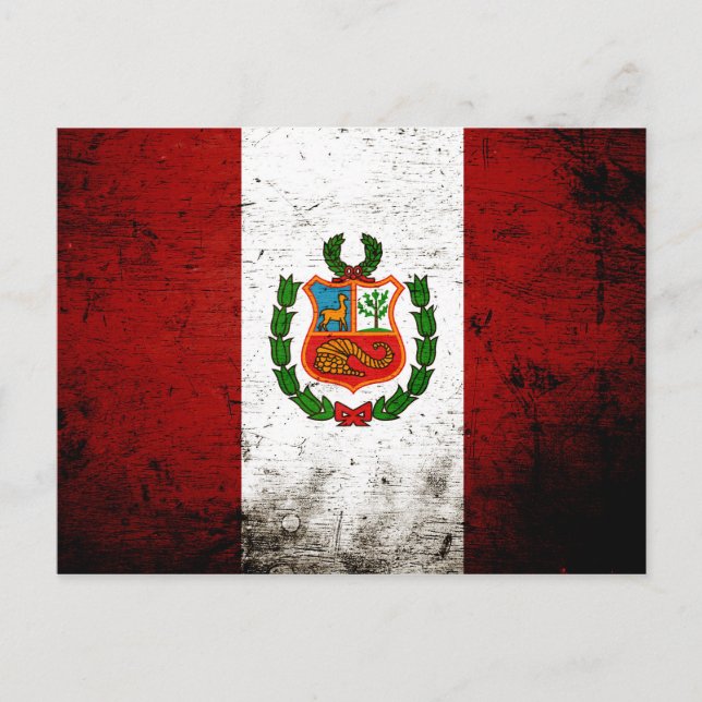 Postal Bandera de Perú negra grunge (Anverso)