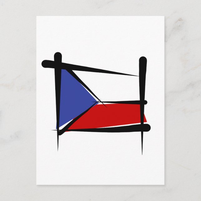 Postal Bandera de pincel de la República Checa (Anverso)