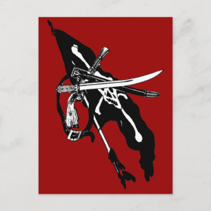 Postal Bandera de piratas vintage, Jolly Roger calavera h
