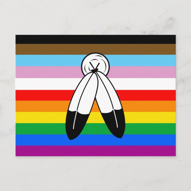 Postal Bandera de Progreso de Orgullo LGBTQ+ Two-Spirit (Anverso)