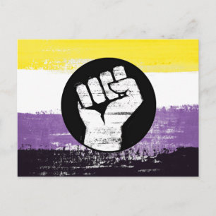 Postal Bandera de protesta pintada no binaria