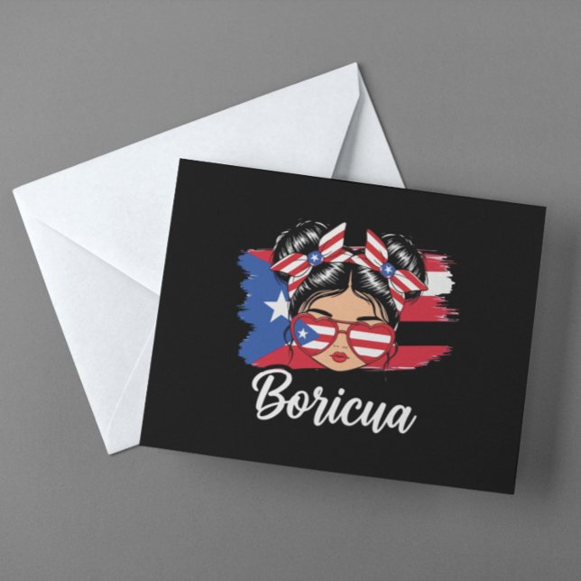 Postal Bandera de Puerto Rico Chica de Boricua (Trendy Boricua Girl Puerto Rico Flag Postcard)