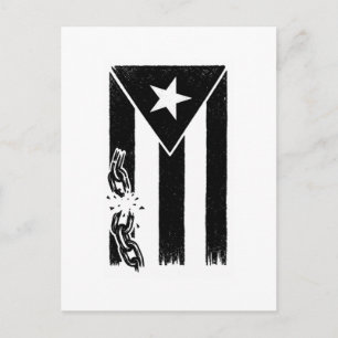 Postal Bandera de Puerto Rico de resistencia en blanco y