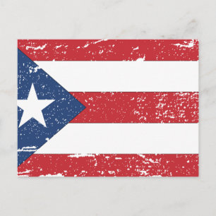 Postal Bandera de Puerto Rico Vintage