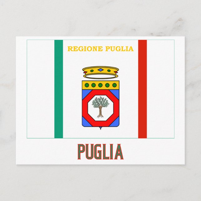Postal Bandera de Puglia con nombre (Anverso)