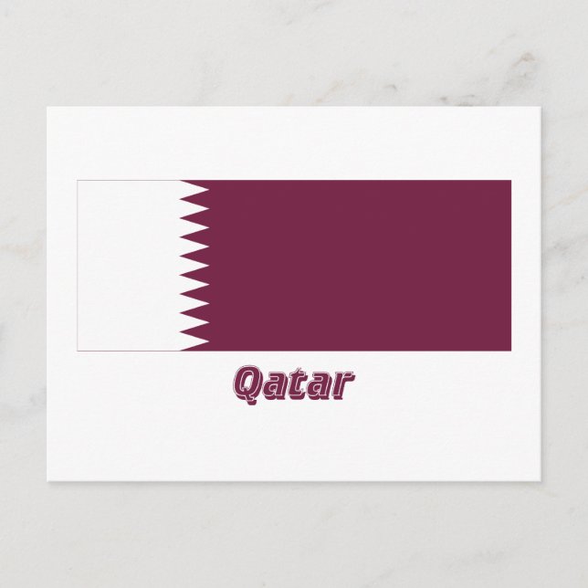 Postal Bandera de Qatar con nombre (Anverso)