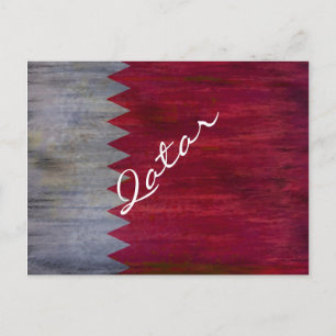 Postal bandera de Qatar en apuros