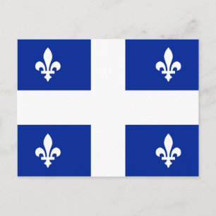Postal Bandera de Quebec PQ Qc con fleur de lys