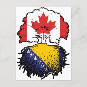 Postal Bandera de raíces bosnias de árbol canadiense cana