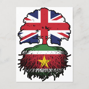 Postal Bandera de raíces británicas de árboles surinamese