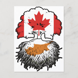 Postal Bandera de raíces chipriotas canadienses de árbole