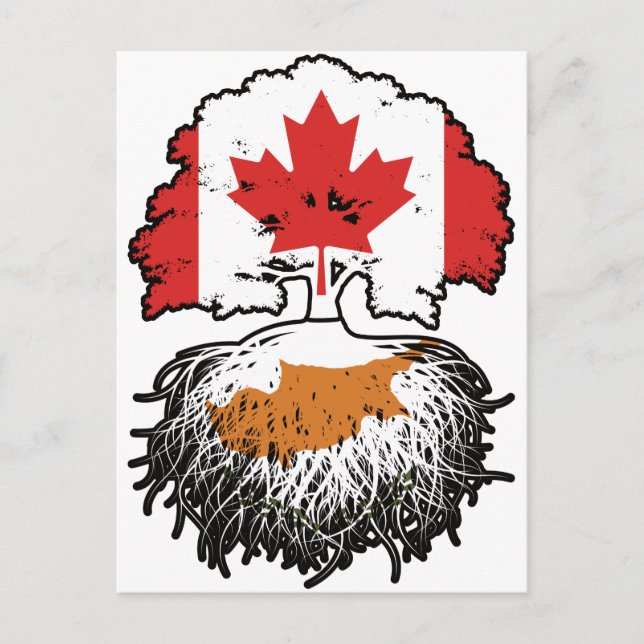 Postal Bandera de raíces chipriotas canadienses de árbole (Anverso)