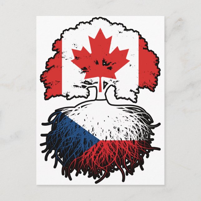 Postal Bandera de raíces de árbol canadiense checo (Anverso)