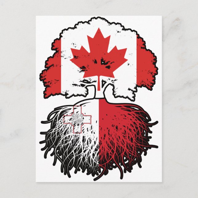Postal Bandera de raíces de árbol canadiense maltés de Ca (Anverso)