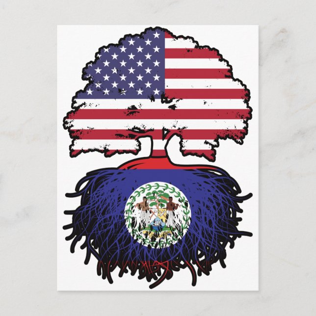 Postal Bandera de raíces de árbol de Belice beliceño amer (Anverso)