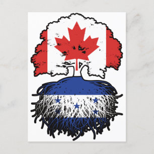 Postal Bandera de raíces de árbol hondureño canadiense en
