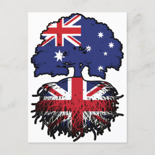 Postal Bandera de raíces de árboles australianos británic