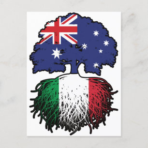 Postal Bandera de raíces de árboles australianos italiano