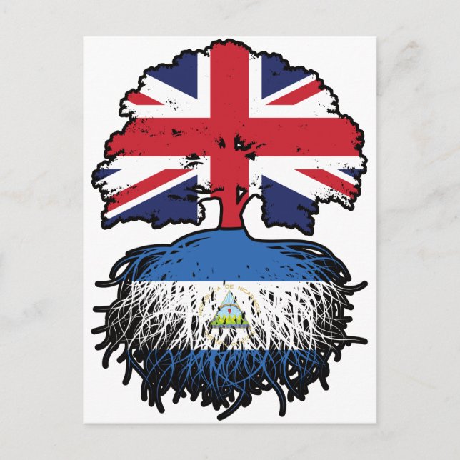 Postal Bandera de raíces de árboles británicos nicaragüen (Anverso)