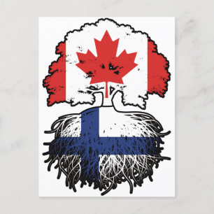 Postal Bandera de raíces de árboles de Canadá finlandés