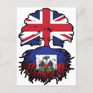 Postal Bandera de raíces de árboles haitianos británicos 