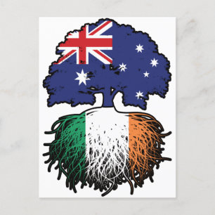 Postal Bandera de raíces de árboles irlandeses australian