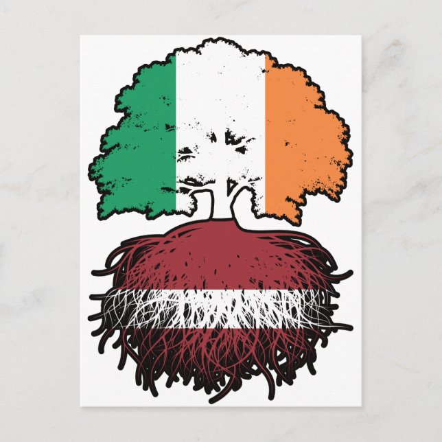 Postal Bandera de raíces de árboles letón irlandeses (Anverso)