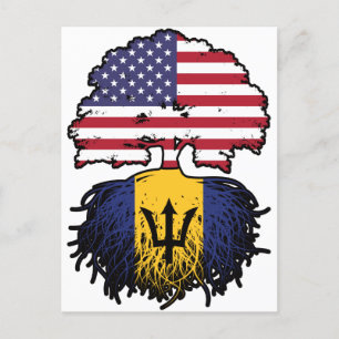 Postal Bandera de raíces de árboles norteamericanos de Ba