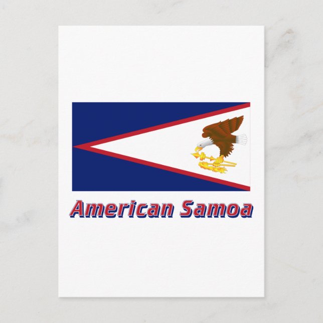 Postal Bandera de Samoa Americana con nombre (Anverso)