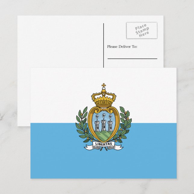 Postal Bandera de San Marino, pabellón de San Marino (Anverso / Reverso)