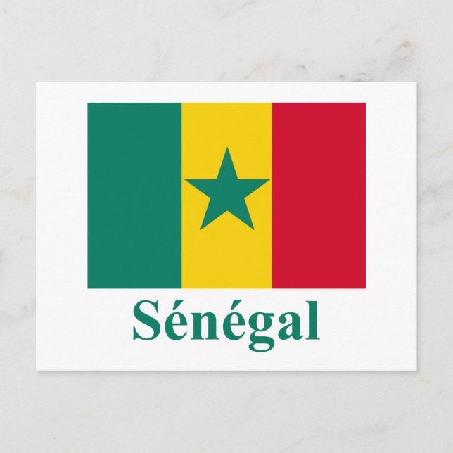 Postal Bandera de Senegal con nombre en francés (Anverso)