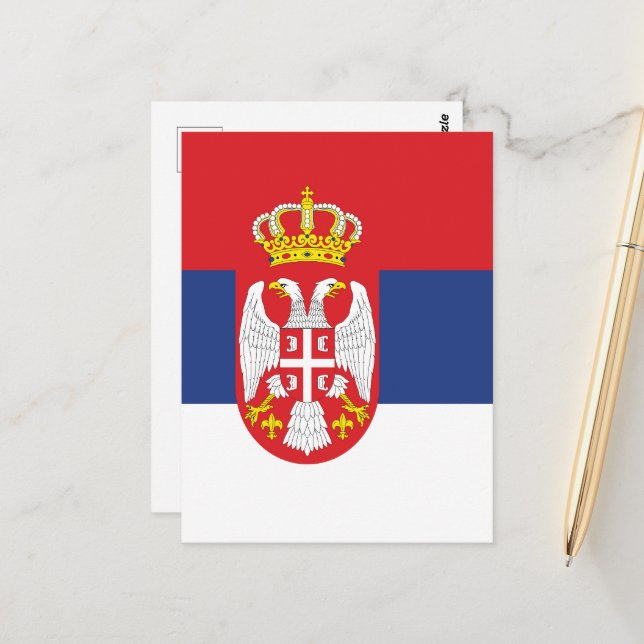 Postal Bandera de Serbia (Anverso/Reverso In Situ)