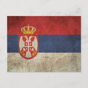 Postal Bandera de Serbia con problemas vintage