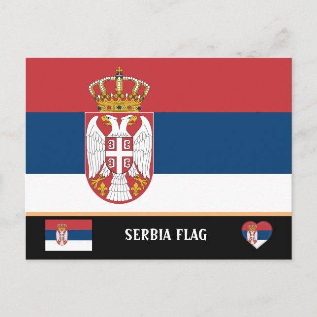 Postal Bandera de Serbia y Serbia - viaje, vacaciones /de (Anverso)