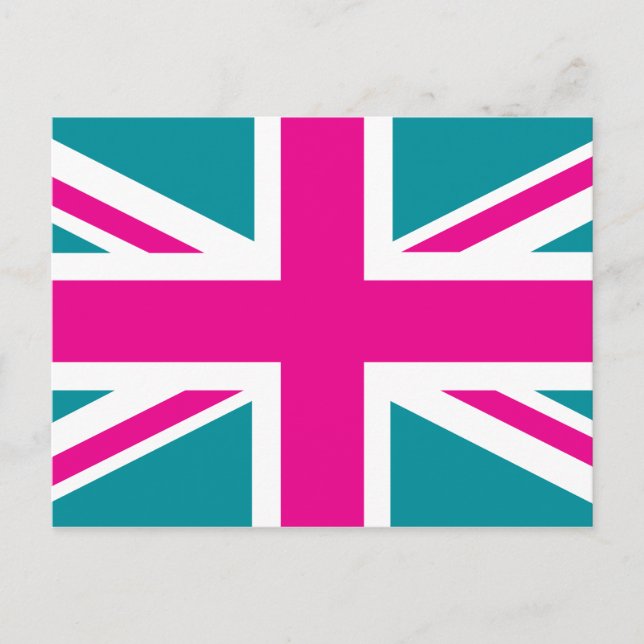 Postal Bandera de Shock Pink Union Jack British(UK) (Anverso)