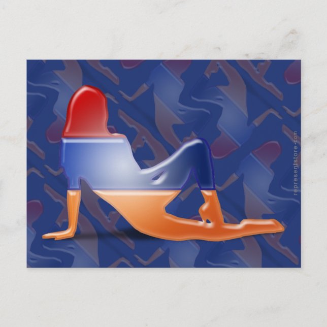 Postal Bandera de silueta Chica armenia (Anverso)