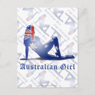 Postal Bandera de silueta Chica australiana