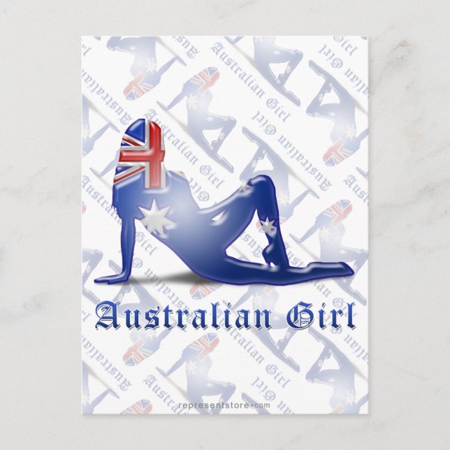 Postal Bandera de silueta Chica australiana (Anverso)