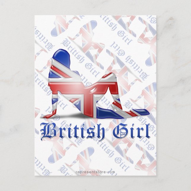 Postal Bandera de silueta del Chica británico (Anverso)