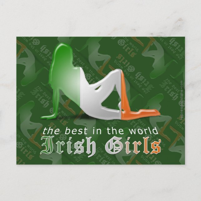 Postal Bandera de silueta del Chica irlandés (Anverso)