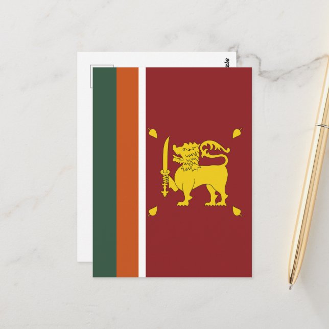 Postal Bandera de Sri Lanka (Anverso/Reverso In Situ)