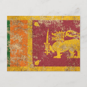 Postal Bandera de Sri Lanka de edad avanzada dura