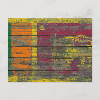 Postal Bandera de Sri Lanka sobre tablas de madera en bru