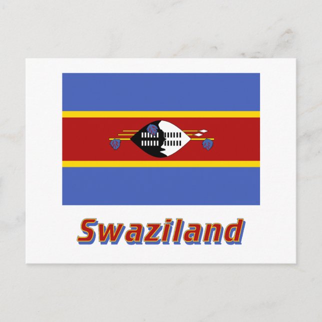 Postal Bandera de Suazilandia con nombre (Anverso)