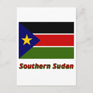 Postal Bandera de Sudán del Sur con nombre
