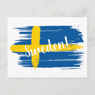 Postal Bandera de Suecia de pincel artístico