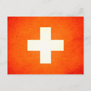 Postal Bandera de Suiza besada por el sol