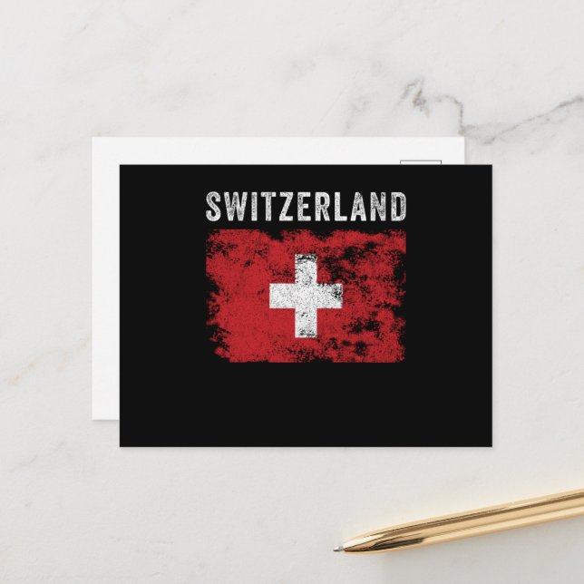 Postal Bandera de Suiza con problemas - Bandera suiza (Anverso/Reverso In Situ)