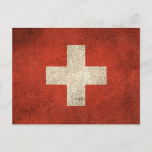 Postal Bandera de Suiza con problemas de época